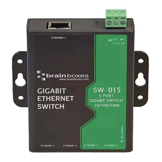 Brainboxes Compact DIN Rail Mountable 5 Port Gigabit Ethernet Switch